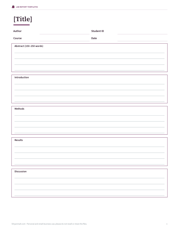Preview of Printable University Lab Report Template